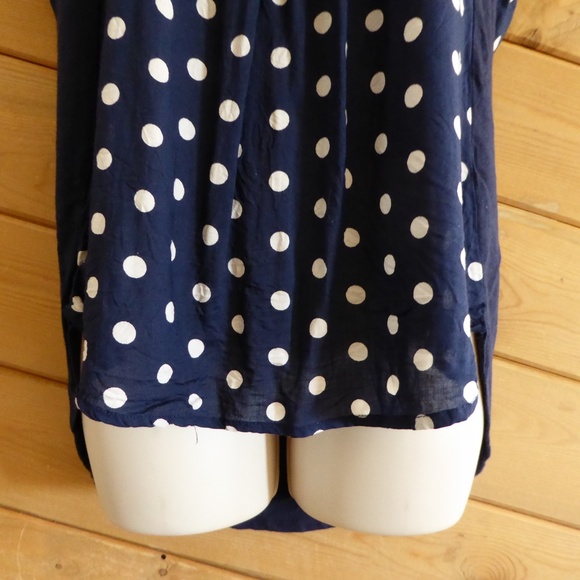 Porridge Anthropologie Navy Blue Elva Polka Dot V-neck Tunic Shirt Casual Top S - Picture 4 of 8
